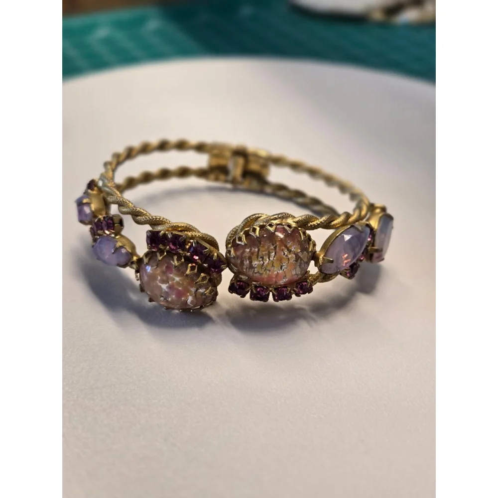 Vintage Women's Unbranded Bracelet, One Size, Gold, Pink and Purple